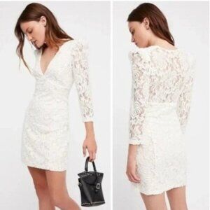 Free People White Lace Mini Bodycon Dana Dress